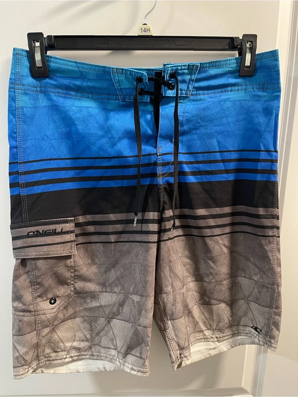 O'Neill Blue, Black & Gray Gradient Panel Swim Boardshorts